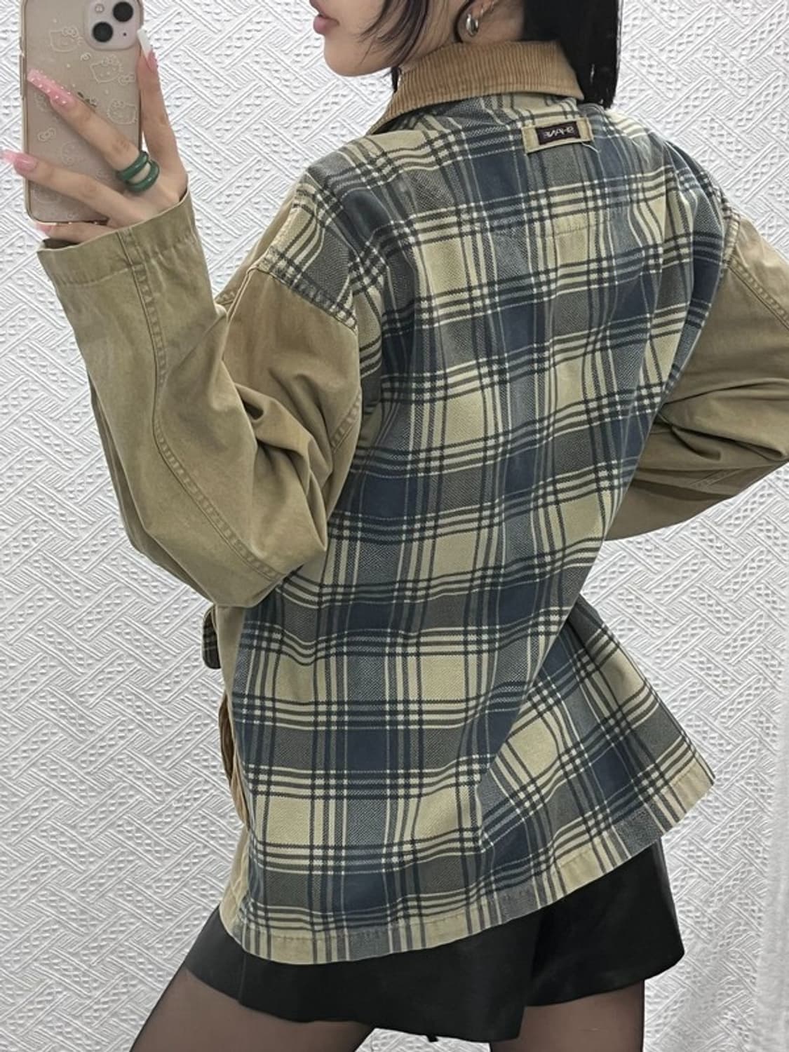 쉐인진 빈티지 레트로 코지 언발 체크 워크 자켓 95 C12519 상품이미지2