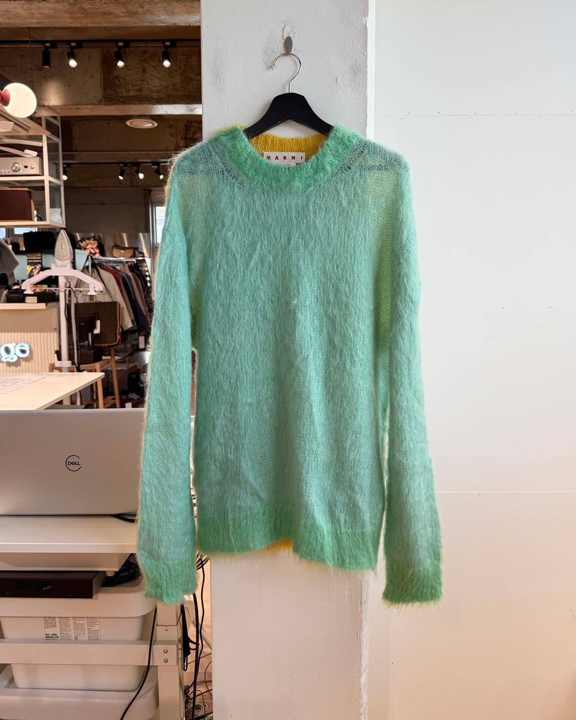 마르니 x 정윤기 민트 옐로우 브러시드 모헤어 니트  상품이미지2