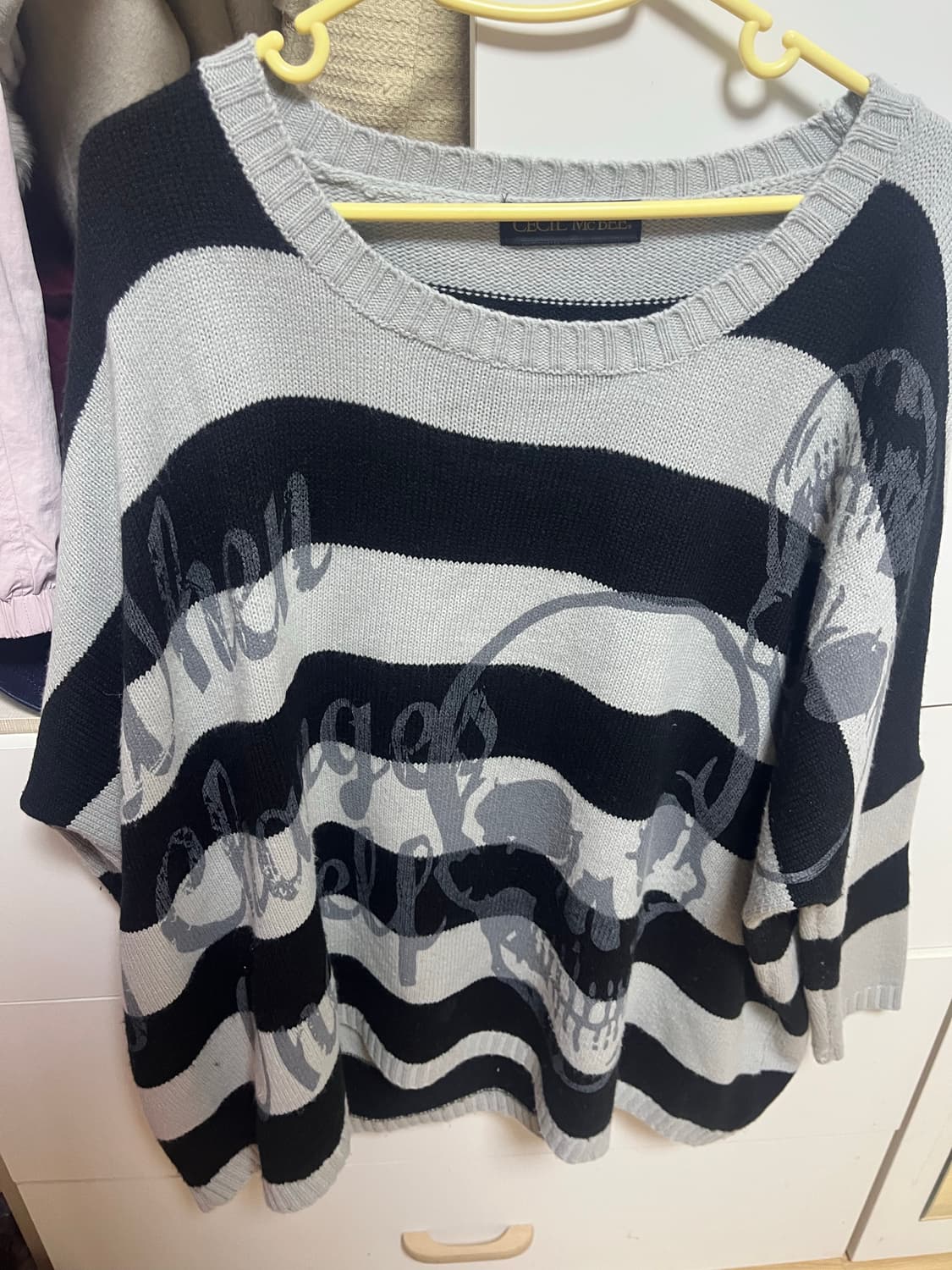 빈티지 세실맥비 스컬해골스프라이트 니트 갸루 펑크 cecil mcbee 상품이미지1