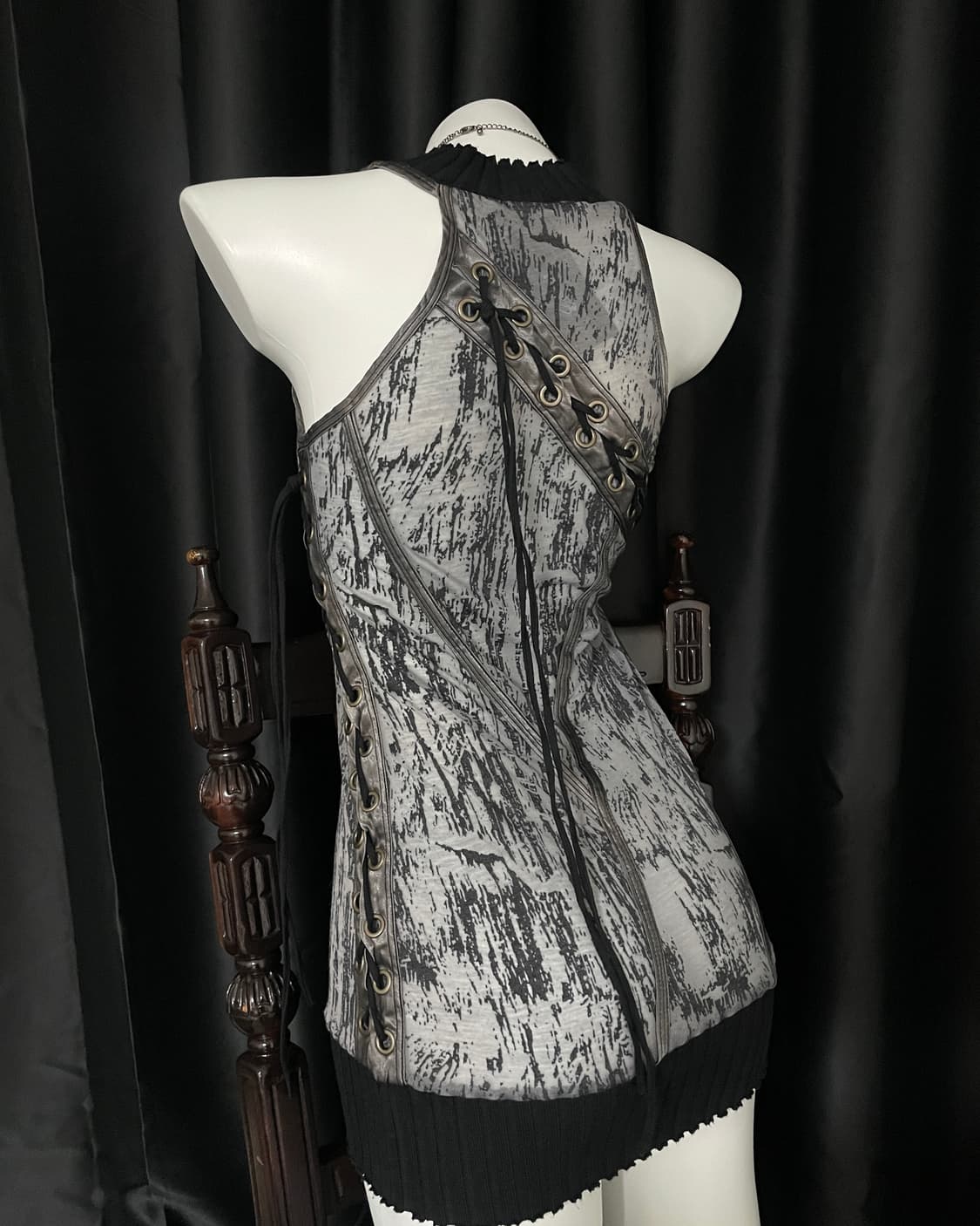 Salvage Leather Lace-up Print Dress 상품이미지4