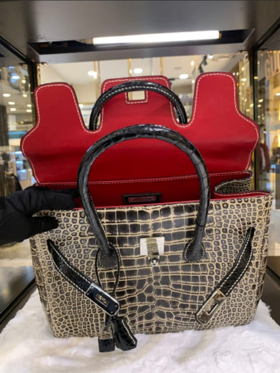 호미가 악어가죽 켈리 36백 은장 토트백 상품이미지4