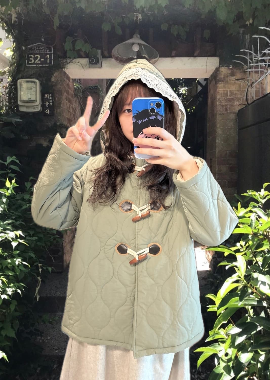 지브리 감성 레이스 모리걸 누빔 자켓  상품이미지3