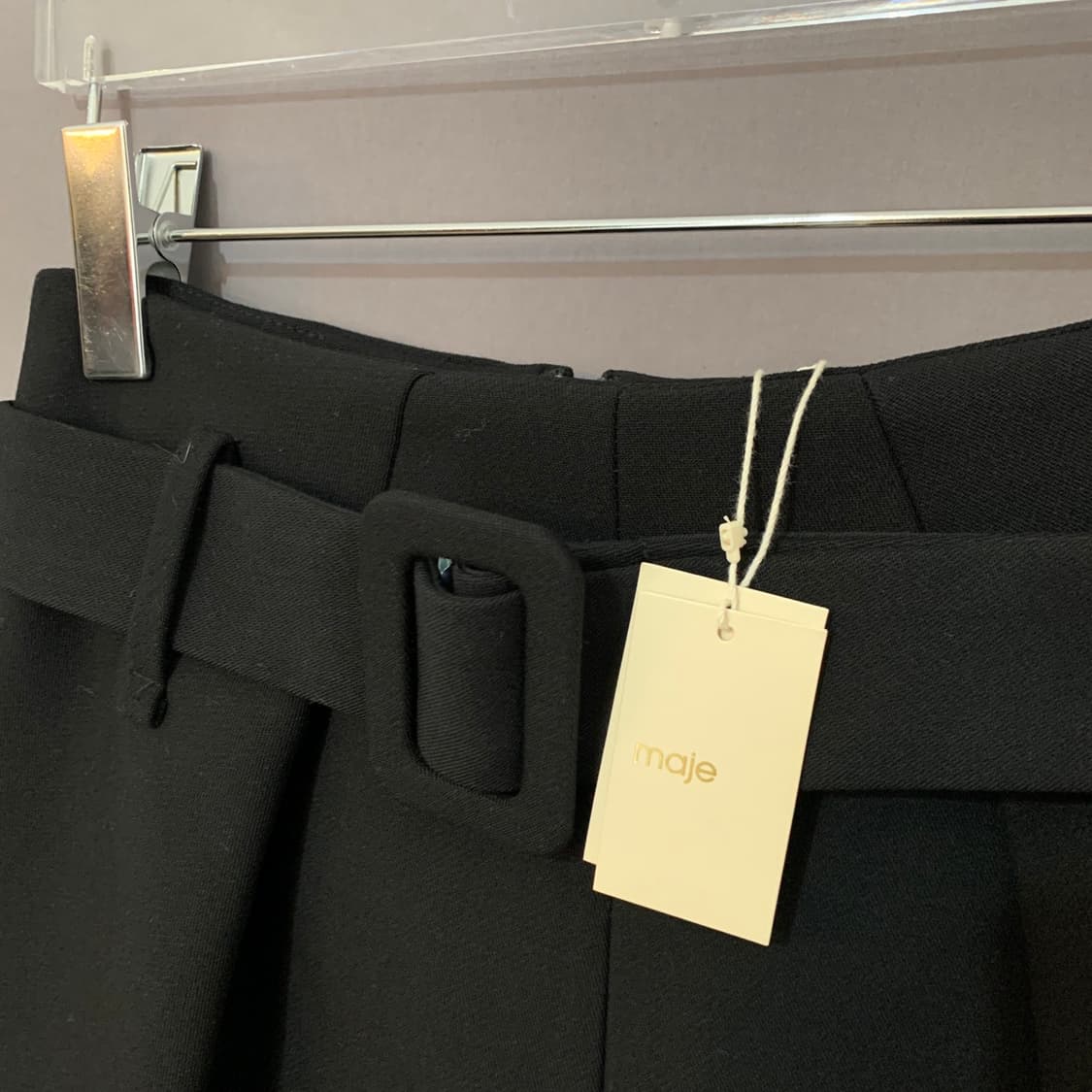 새상품 36 MAJE 마쥬 플리츠 트롱프뢰유 벨티드 숏팬츠 반바지 상품이미지4