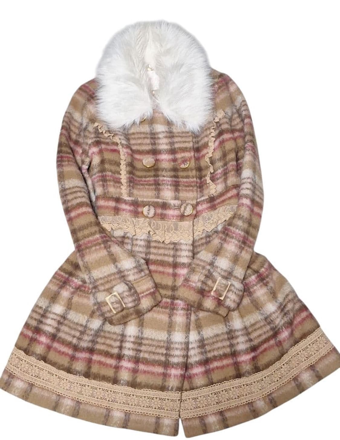 리즈리사 핀터깔 대대장 고전 체크 코트 라떼갸루 모리걸 상품이미지2