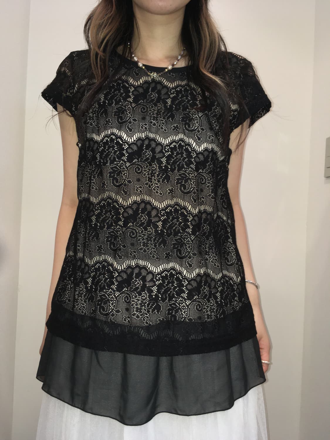 일본 빈티지 블랙 레이스 블라우스 상품이미지6