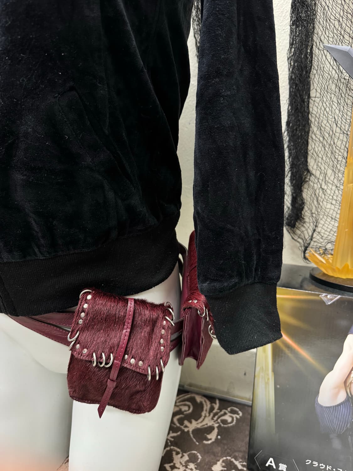 Blackqueen 00s cross wing velour hoodie 상품이미지5