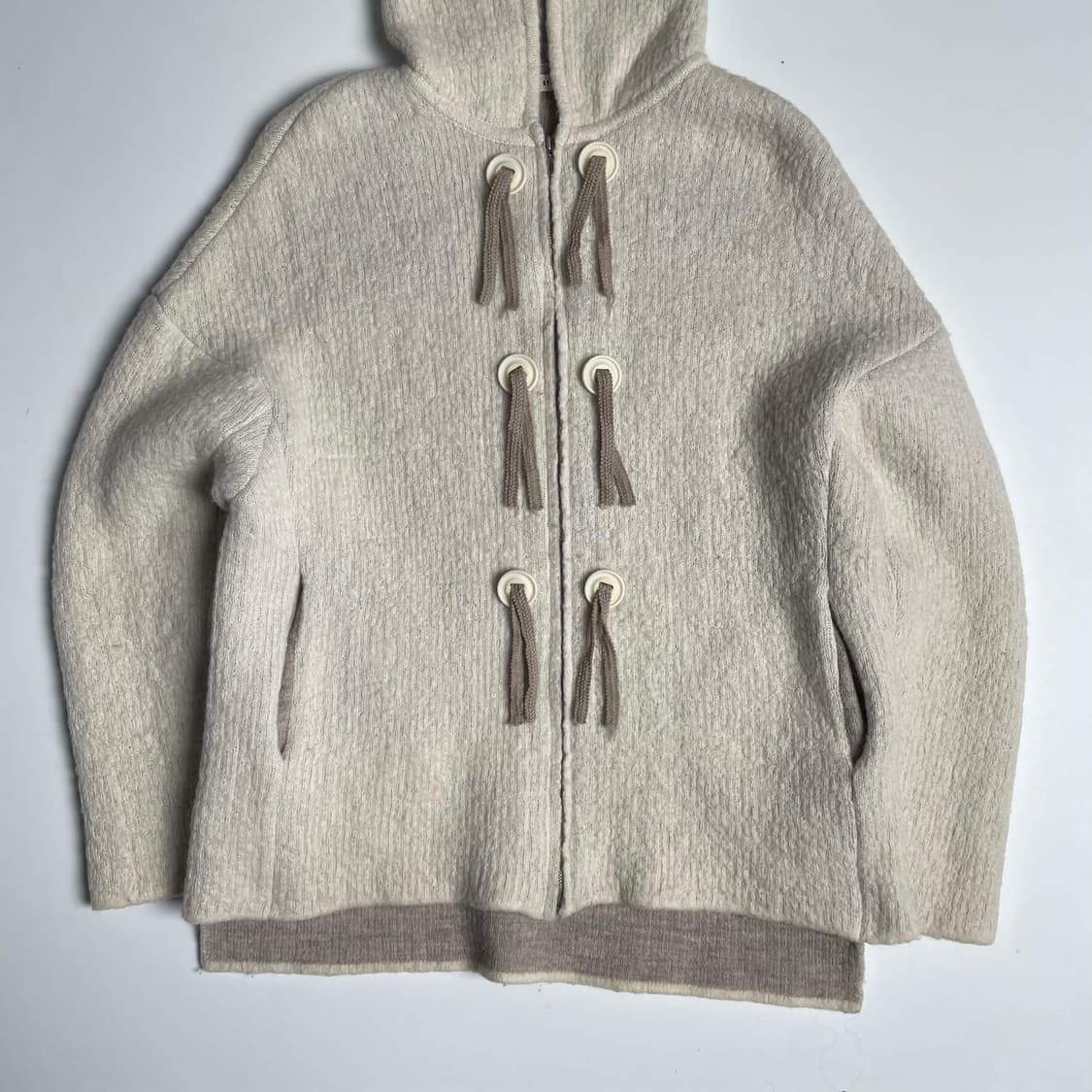 System 에스닉 패치 앙고라 블렌드 집업 후드 상품이미지3