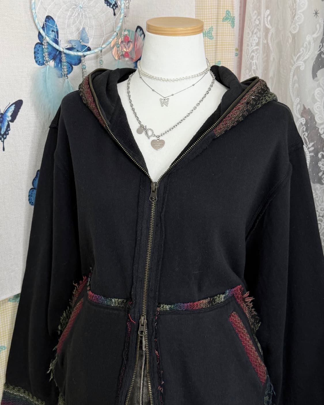 블랙 에스닉 투웨이 후드 집업 상품이미지7