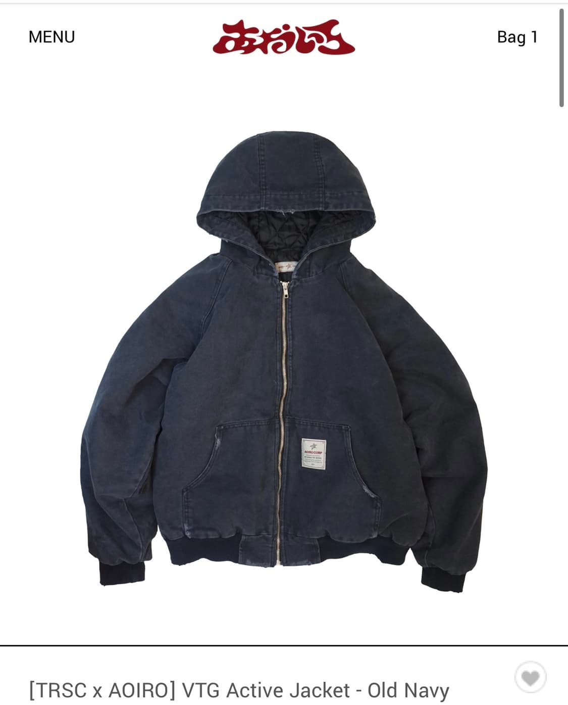 TRSC X 아오이로 VTG 액티브 후드자켓 네이비 상품이미지1