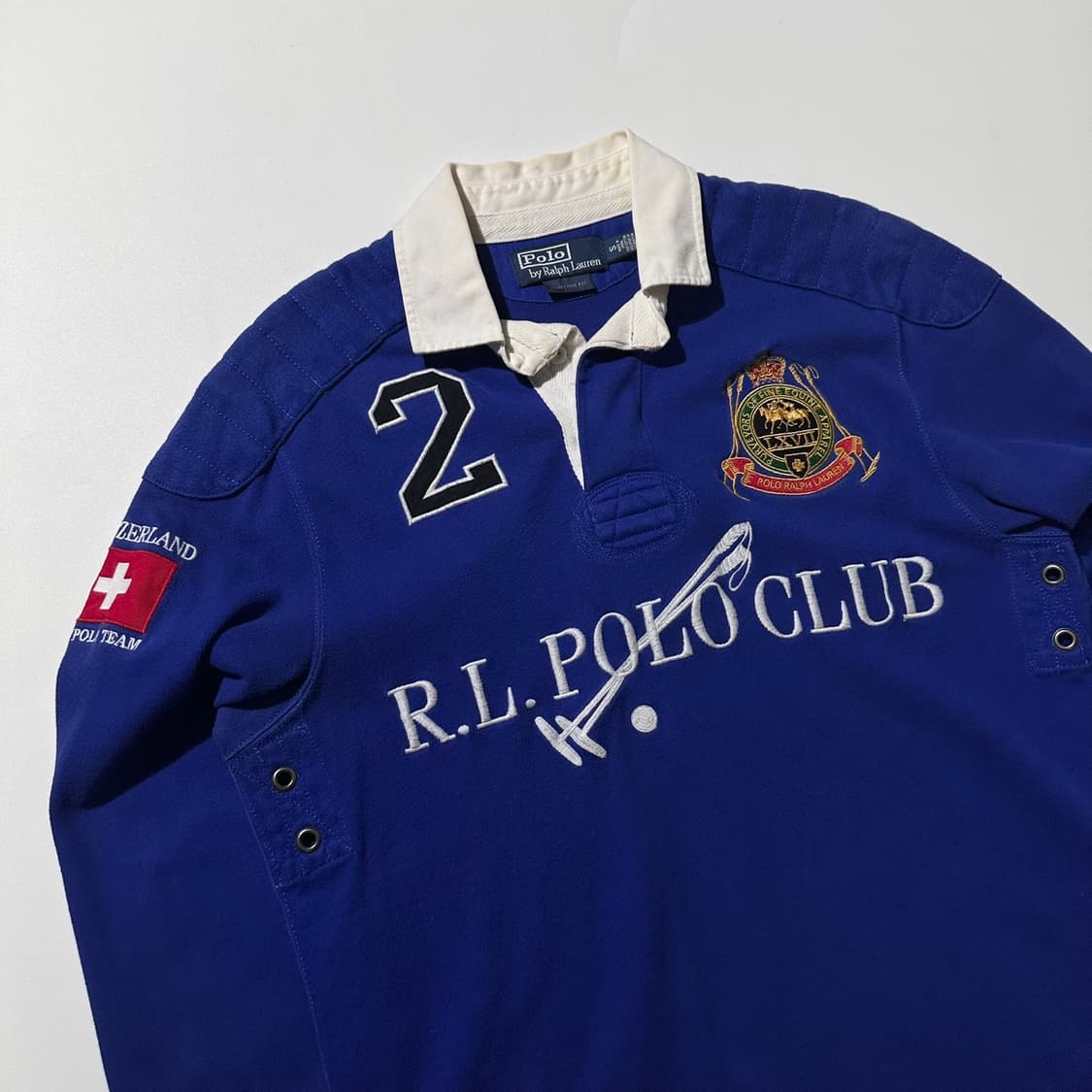 폴로 랄프로렌 스위스 폴로팀 크레스트 로고 럭비 카라 티셔츠 상품이미지3