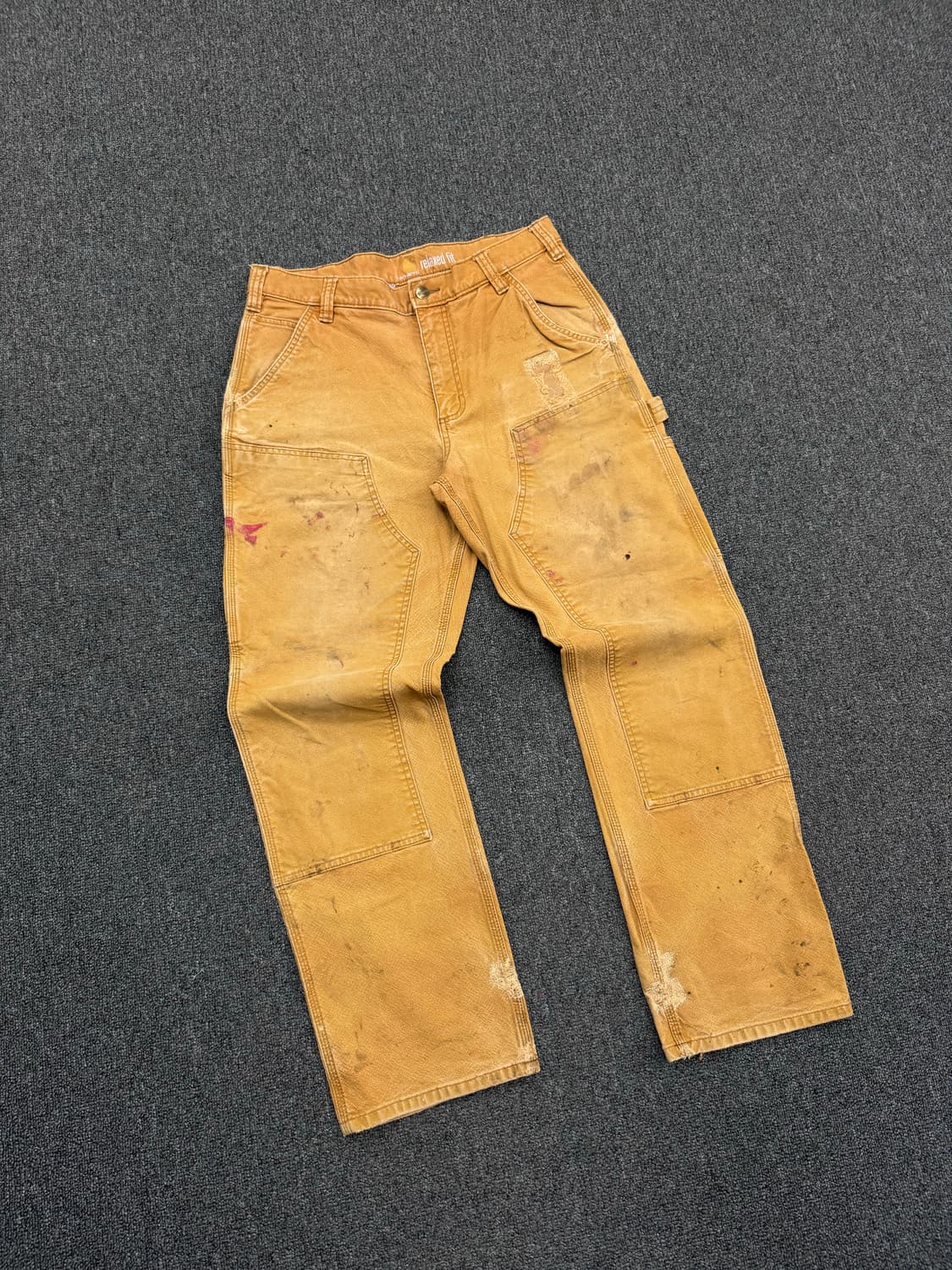 칼하트 빈티지 베이지 더블니 워크팬츠 상품이미지1