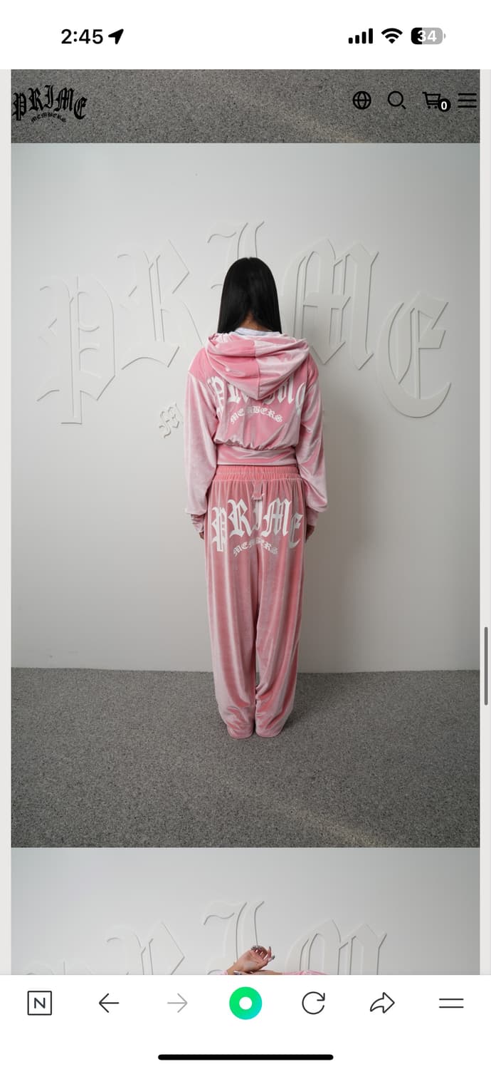 프라임멤버스 벨벳 트레이닝 세트 핑크 상품이미지1