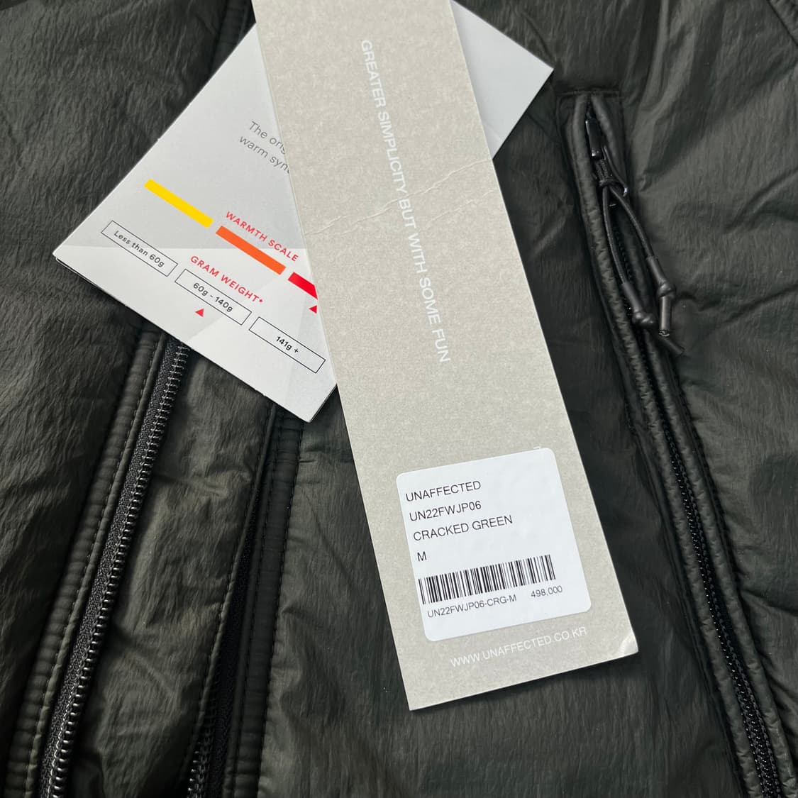 새상품)언어펙티드 패디드 오블리크 집 점퍼 크랙그린 상품이미지6