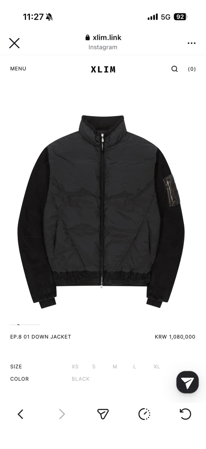 [XL] 엑슬림 EP.8 01 DOWN JACKET 다운자켓 블랙 상품이미지1