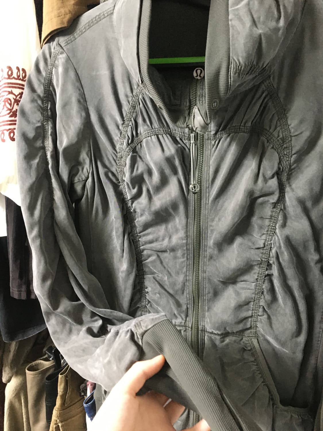 Khaki shirring zip up  상품이미지2