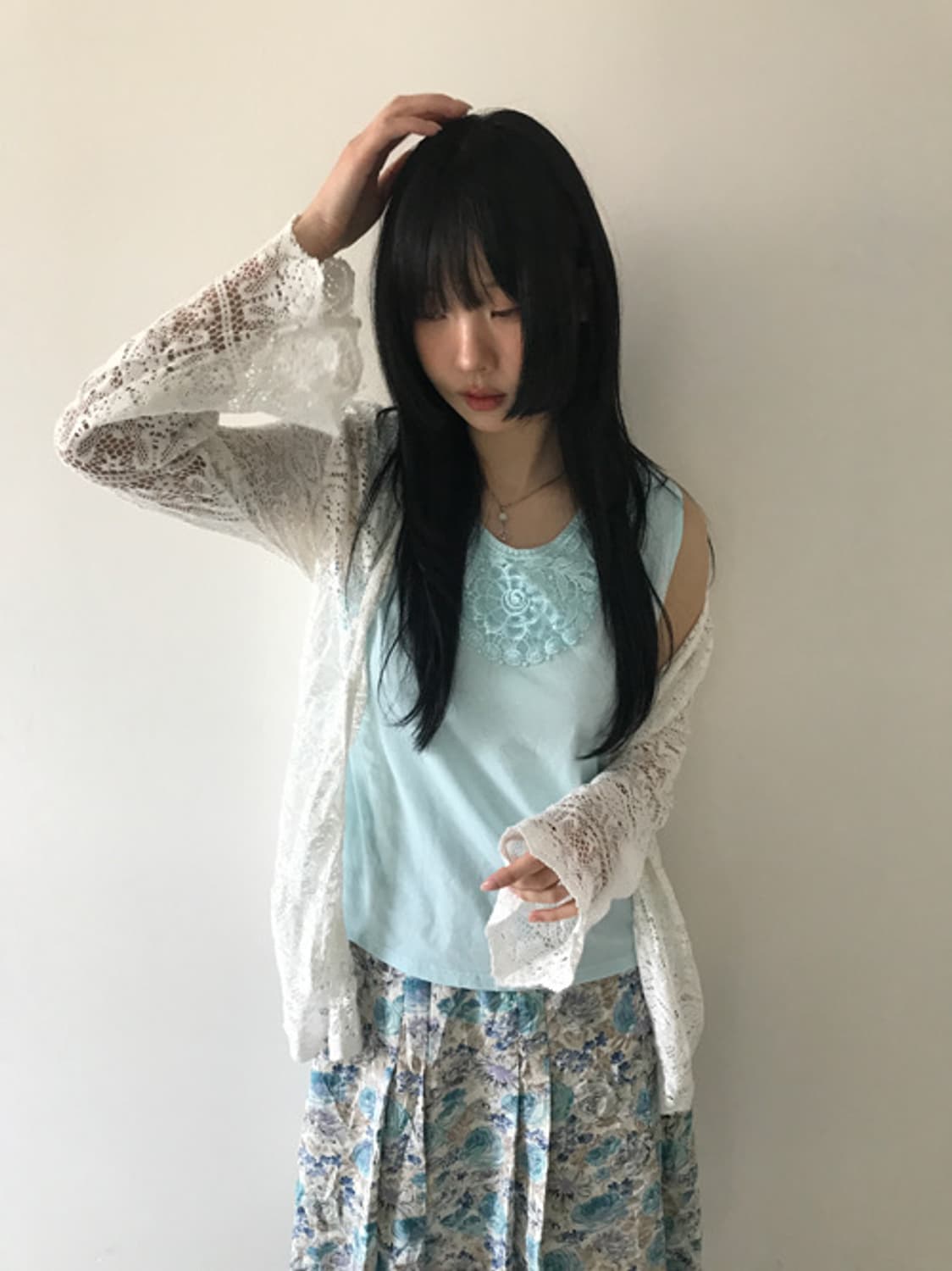 Flower Pleats Skirt(Mint) 상품이미지3