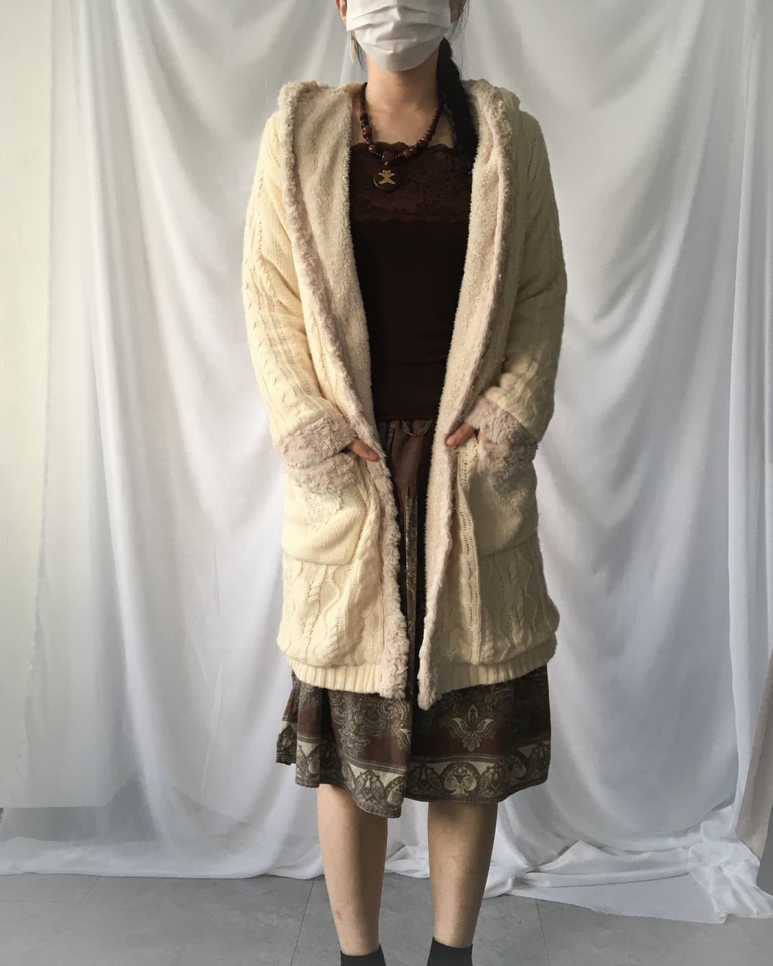 Axes femme fake fur trimming cable patte 상품이미지8