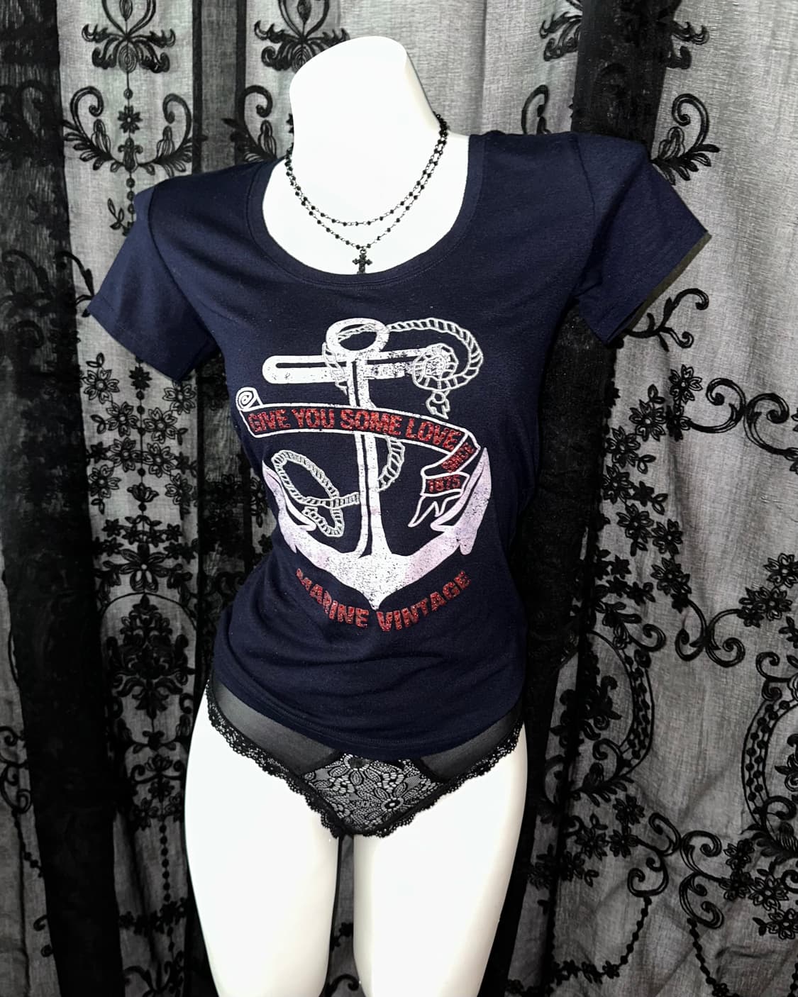Marine printed navy short sleeve 상품이미지2