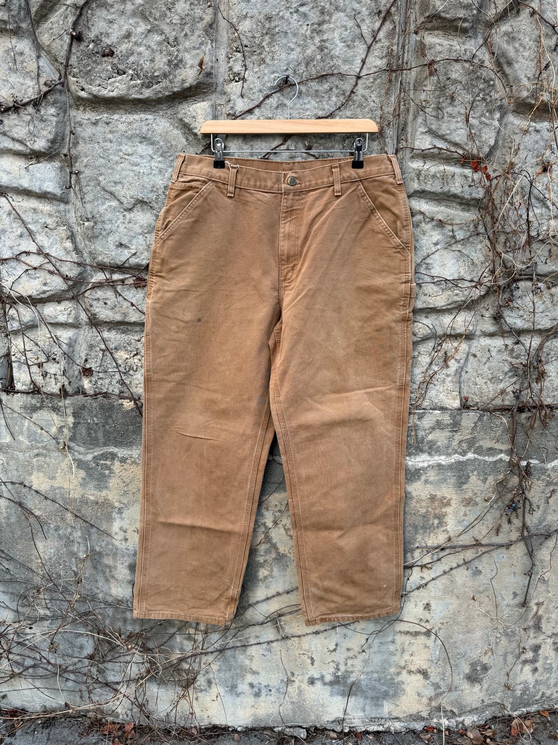 칼하트 빈티지 b11 브라운 덕캔버스 카펜터 싱글니 워크 팬츠 36 상품이미지1