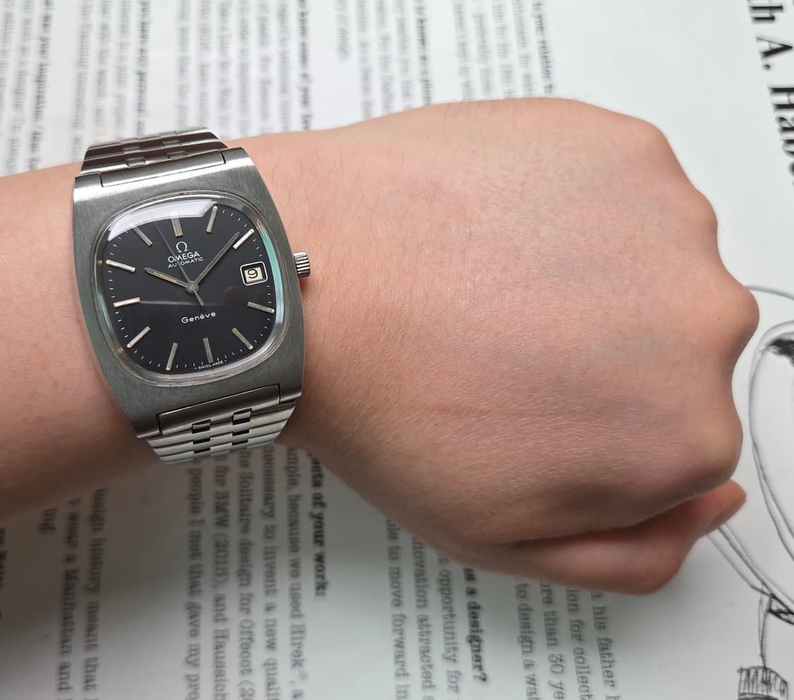 레어] 빈티지 오메가 제네브 테레비 점보 매트블랙 싱글데이트 브레이슬릿  상품이미지8