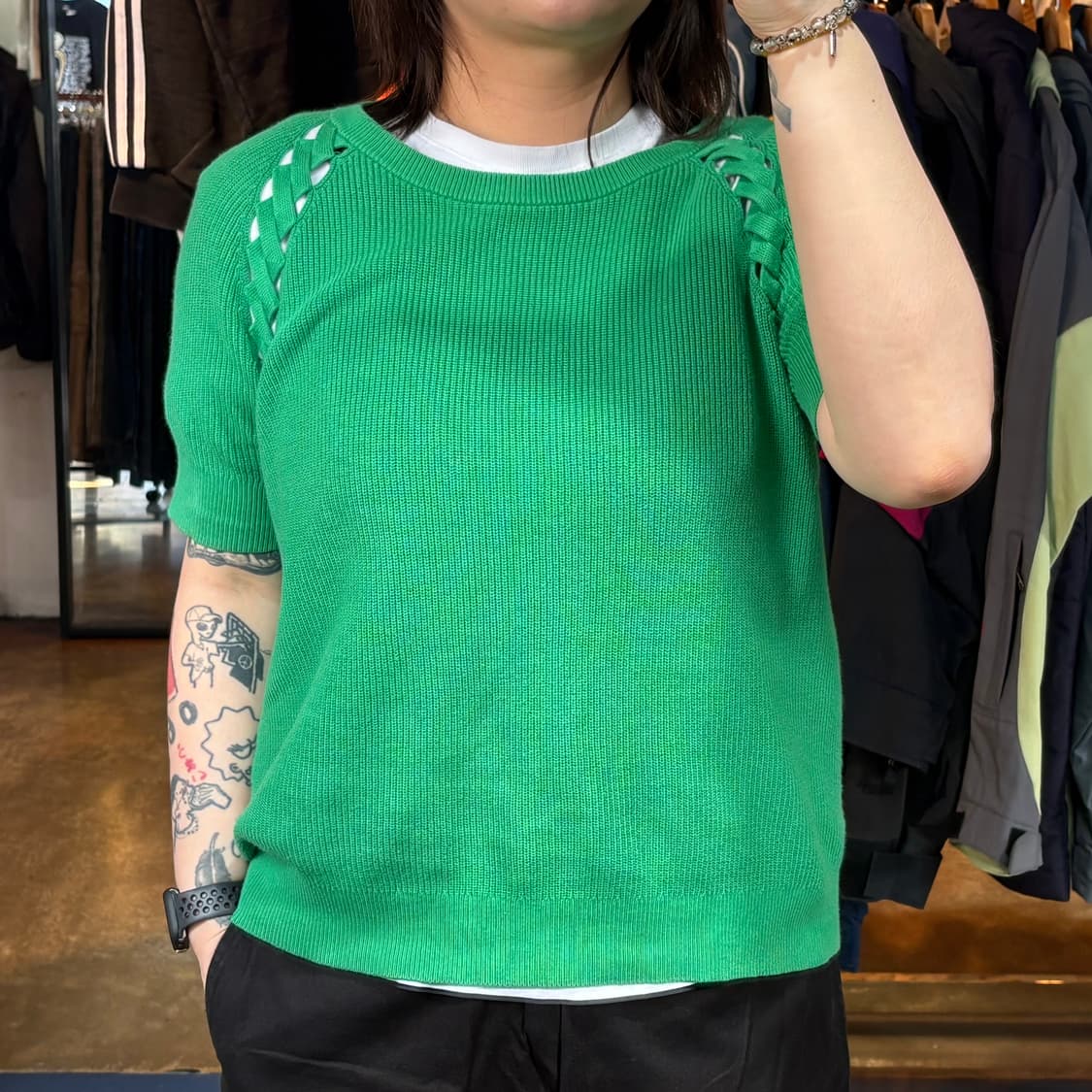 타미힐피거 그린 니트 반팔 상품이미지1