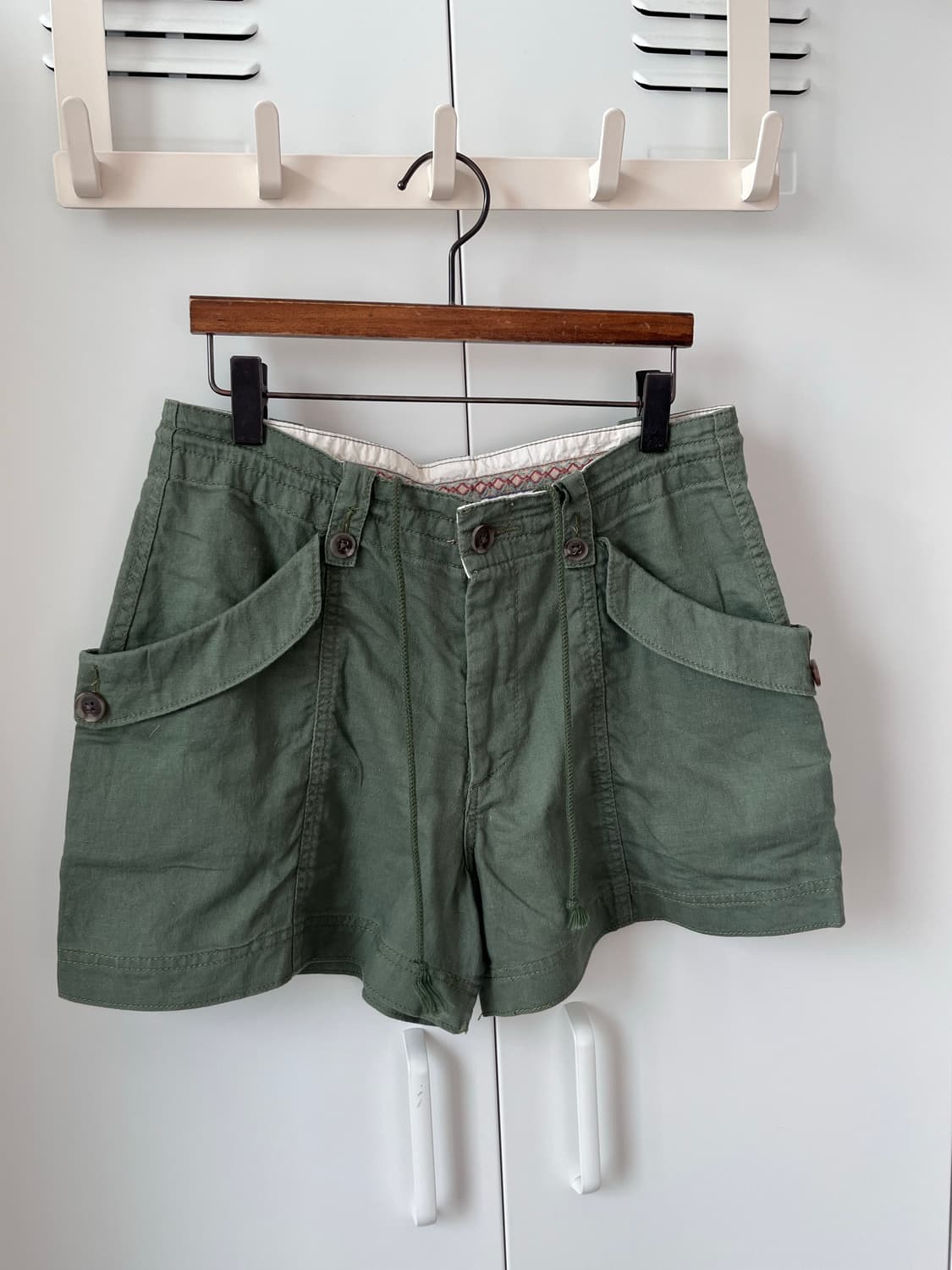 Archives 카키 포켓 카고 팬츠 반바지 상품이미지3