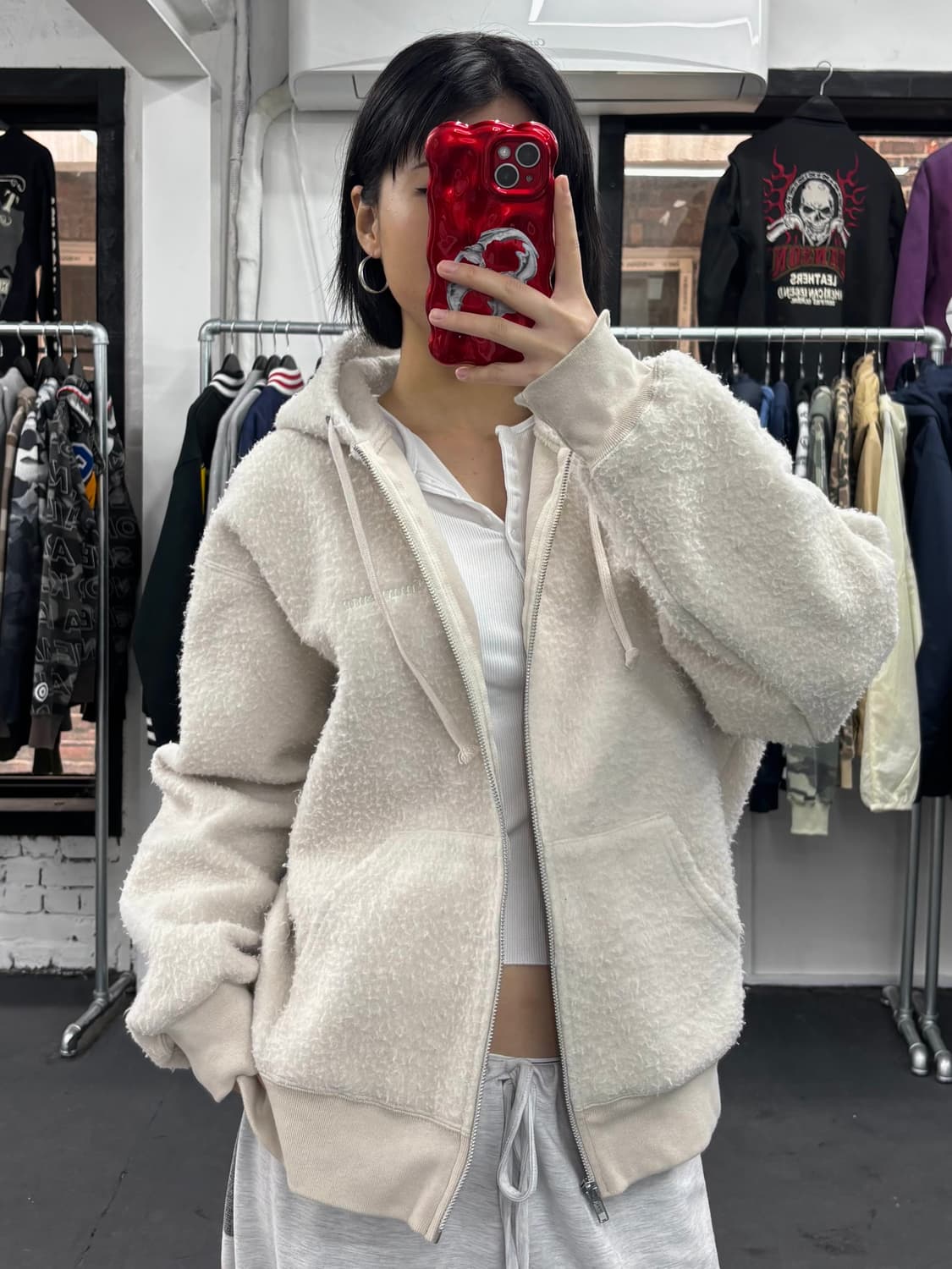 슈프림 플리스 화이트 후드자켓 상품이미지2