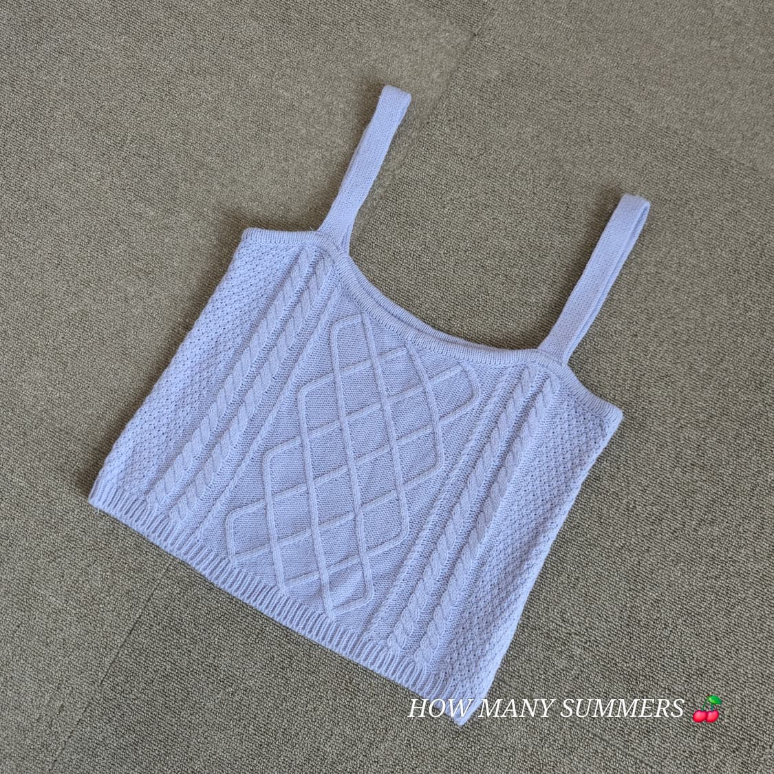 연보라 꽈배기 패턴 슬리브리스(나시) 탑 상품이미지2