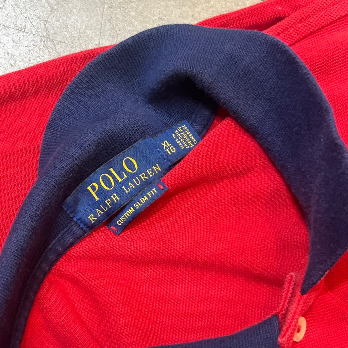 XL 폴로랄프로렌 커스텀 슬림핏 빅포니 레드 카라 반팔 티셔츠 상품이미지4