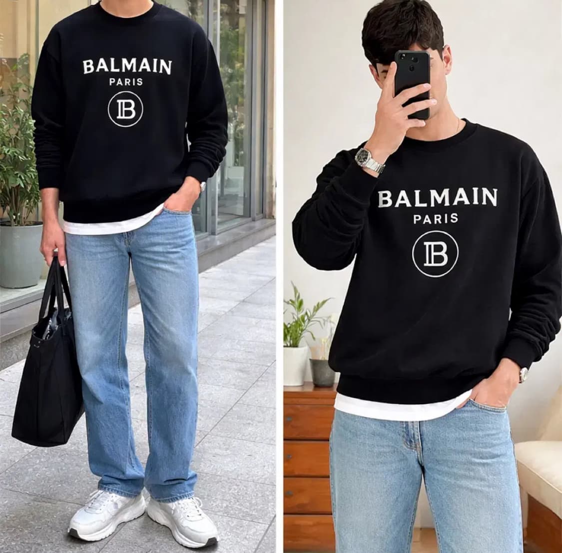 BALMAIN PARIS 로고 맨투맨 / 블랙 (40) 상품이미지1