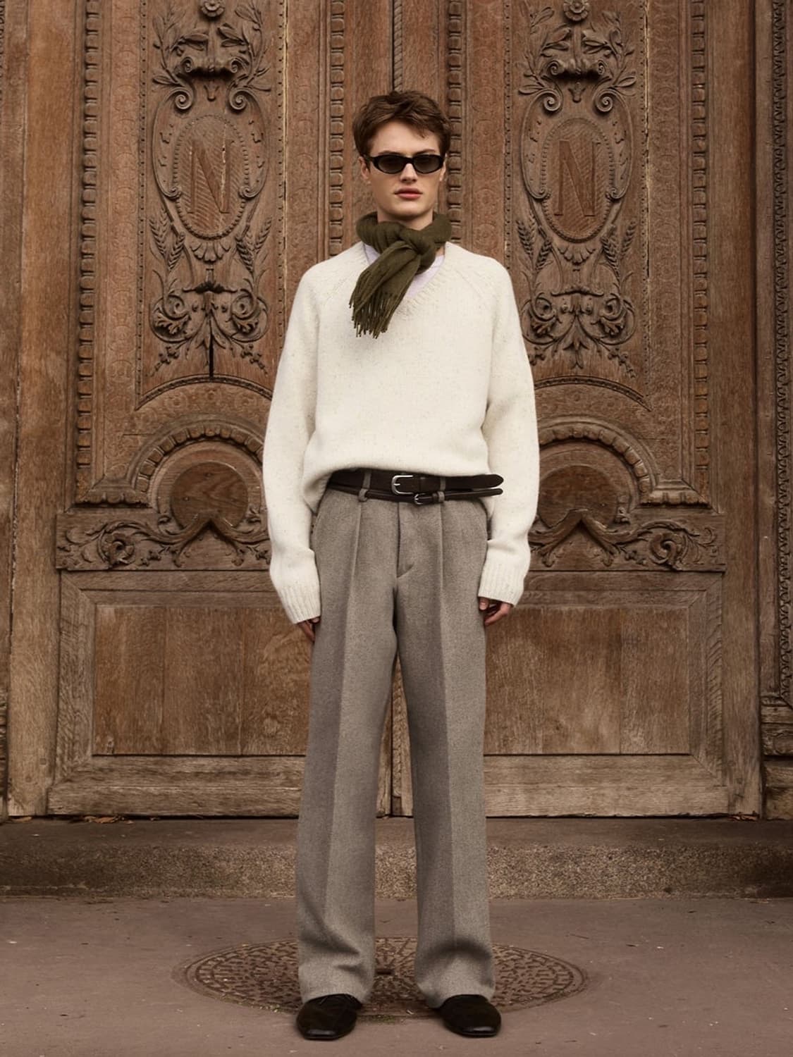 [L] STU 25FW 슈퍼파인 울 브이넥 니트 크림 (M 교환 가능) 상품이미지1