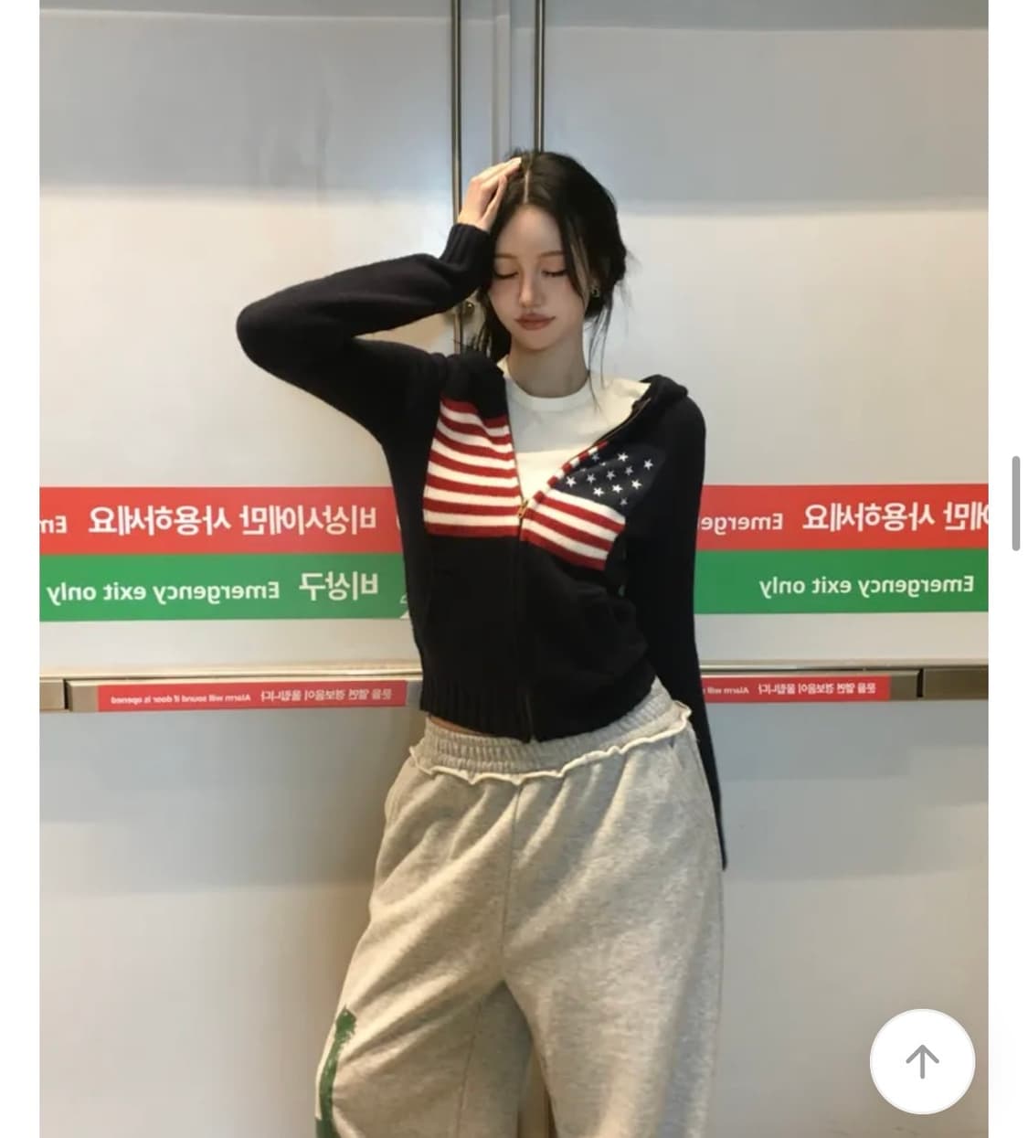 성조기 슬림핏 후드 니트 집업 상품이미지4