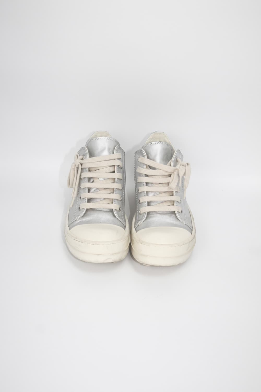 릭오웬스 다크쉐도우 실버 새틴 라몬즈 로우 스니커즈 상품이미지2