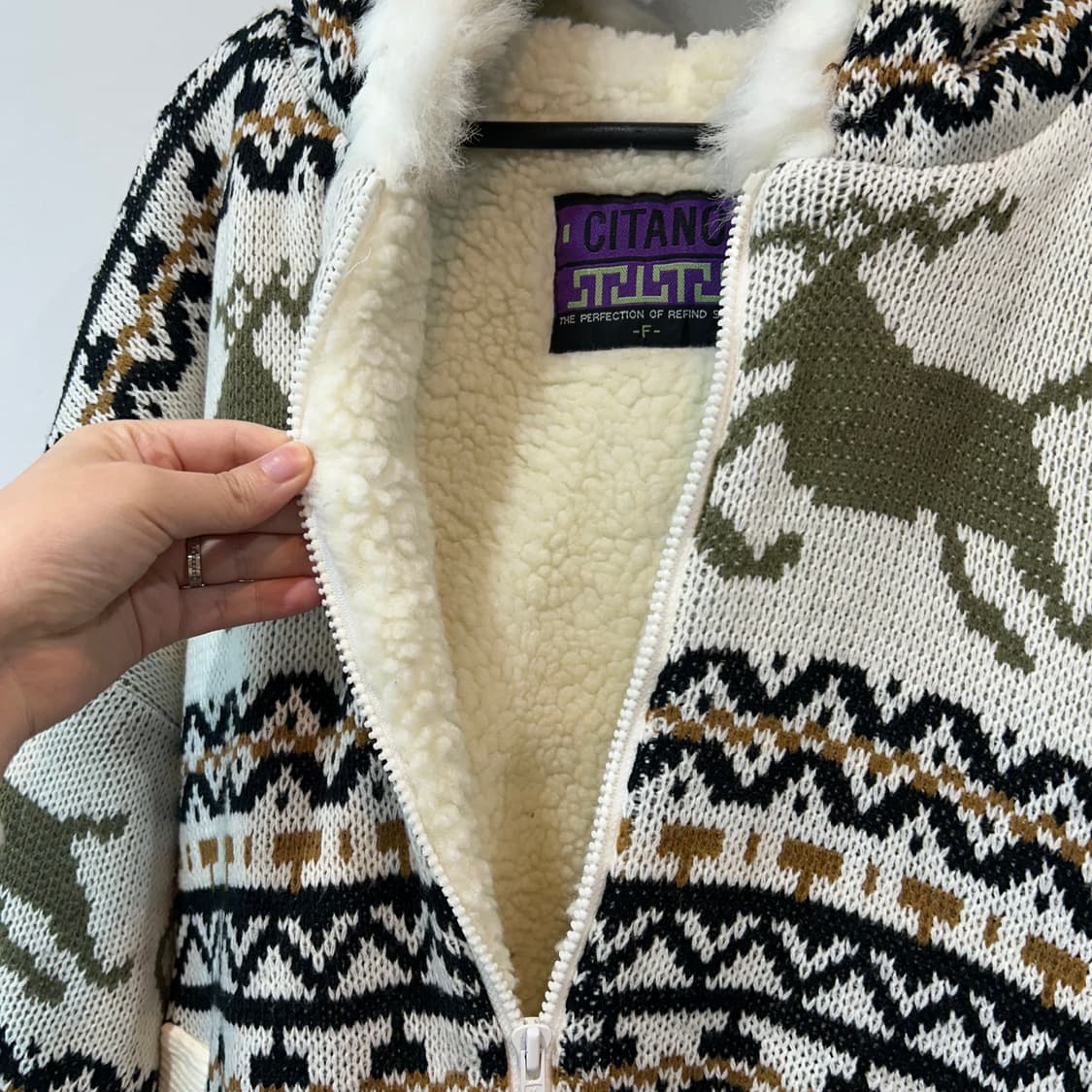 노르딕패턴 셰르파 니트 후드집업 상품이미지7