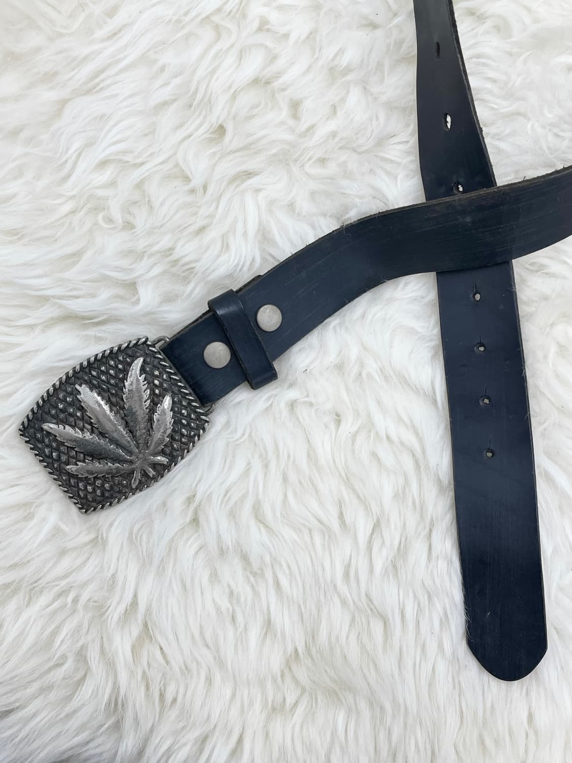 마리화나 메탈 리얼레더 버클 벨트 상품이미지4