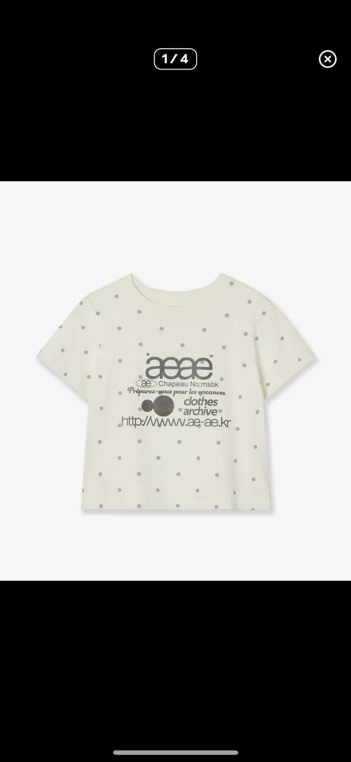aeae 도트 크롭 티셔츠 크림 상품이미지1