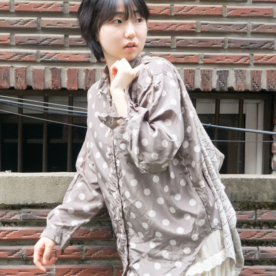 몽글 물방울 오버 셔츠 상품이미지1