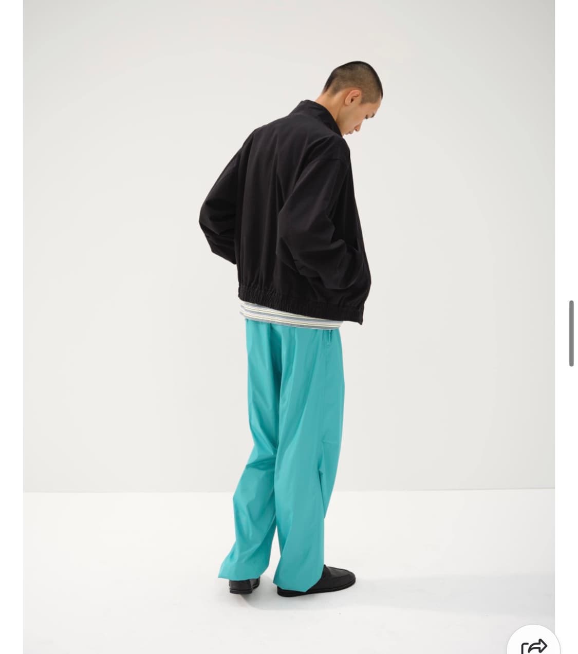 오라리 워시드 핀스 실크 샴브레이 블루종 블랙 5사이즈 상품이미지1