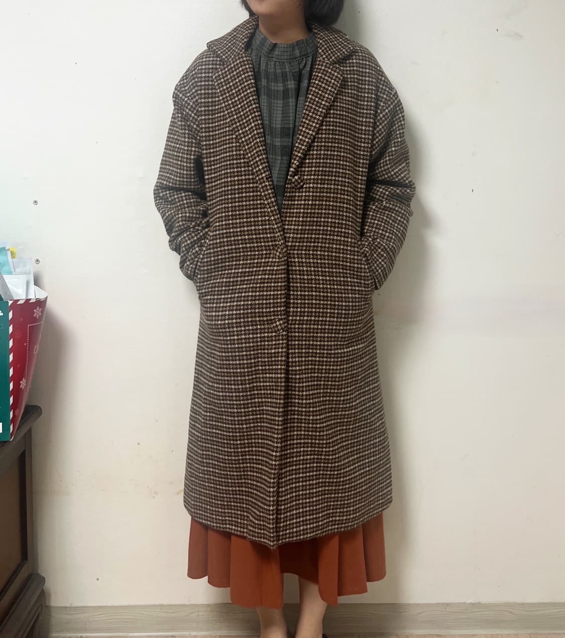 브라운체크 코트 상품이미지2