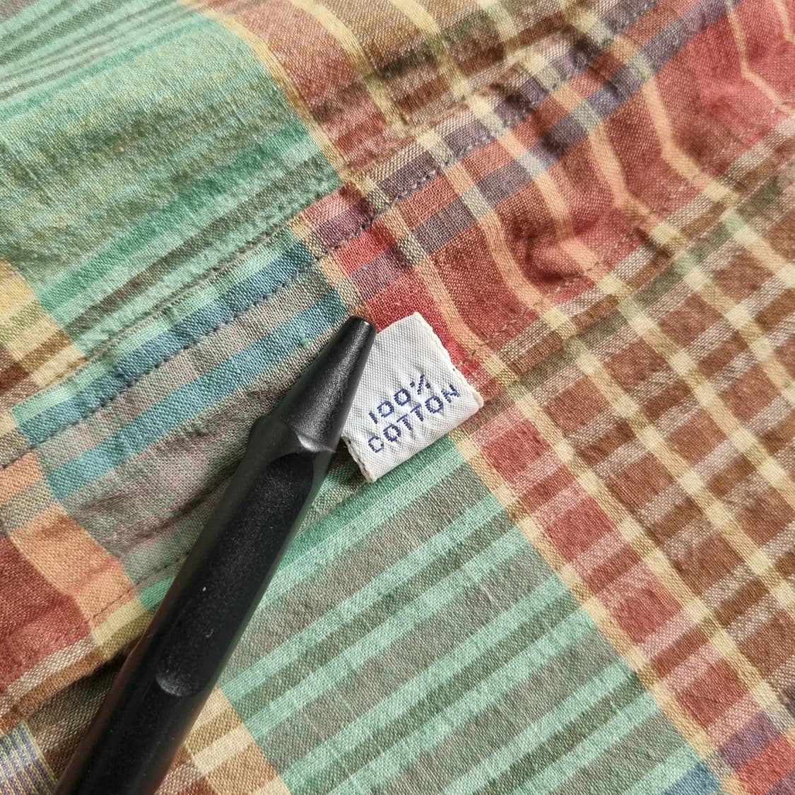 70s USA 폴로 랄프로렌 마드라스 체크 셔츠 L sz 상품이미지5