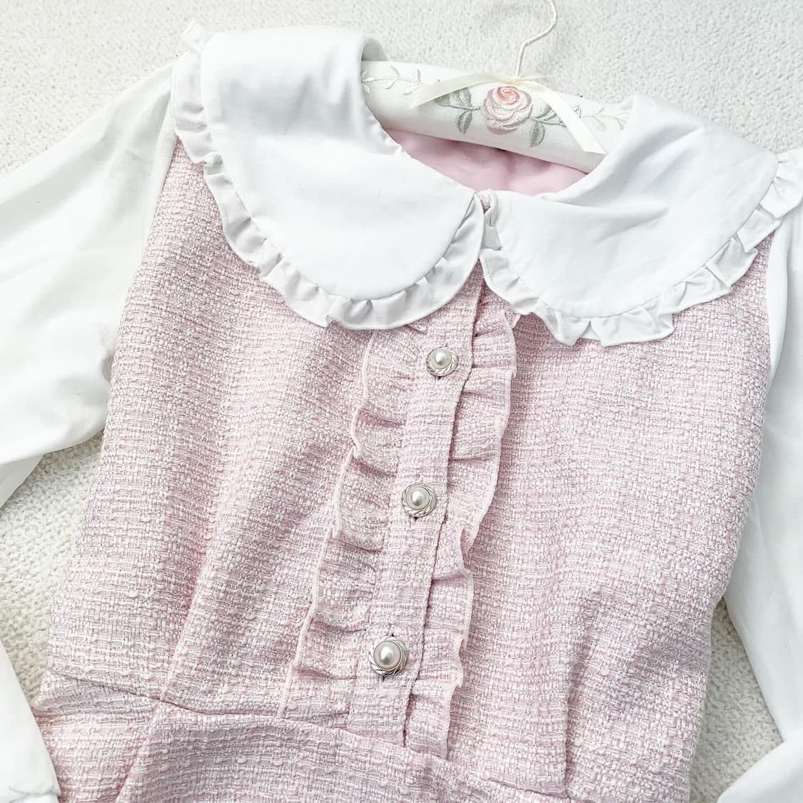 Chip clip 베이비핑크 트위드 원피스 상품이미지2