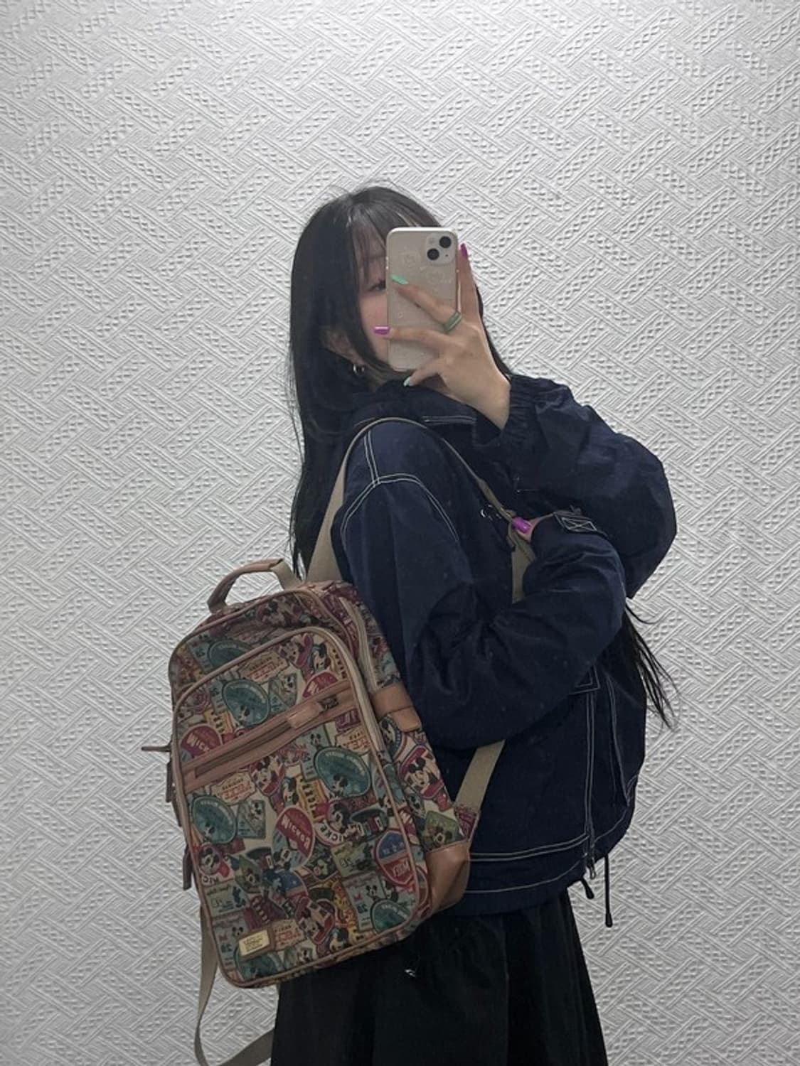 빈티지 키치 미키마우스 카툰패턴 백팩 C07276 상품이미지2