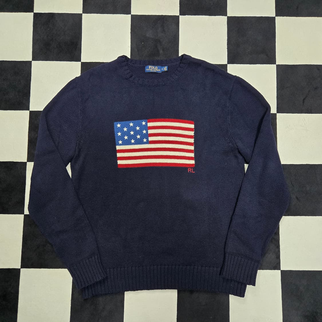 M 폴로랄프로렌 성조기니트 네이비 made in usa 상품이미지1