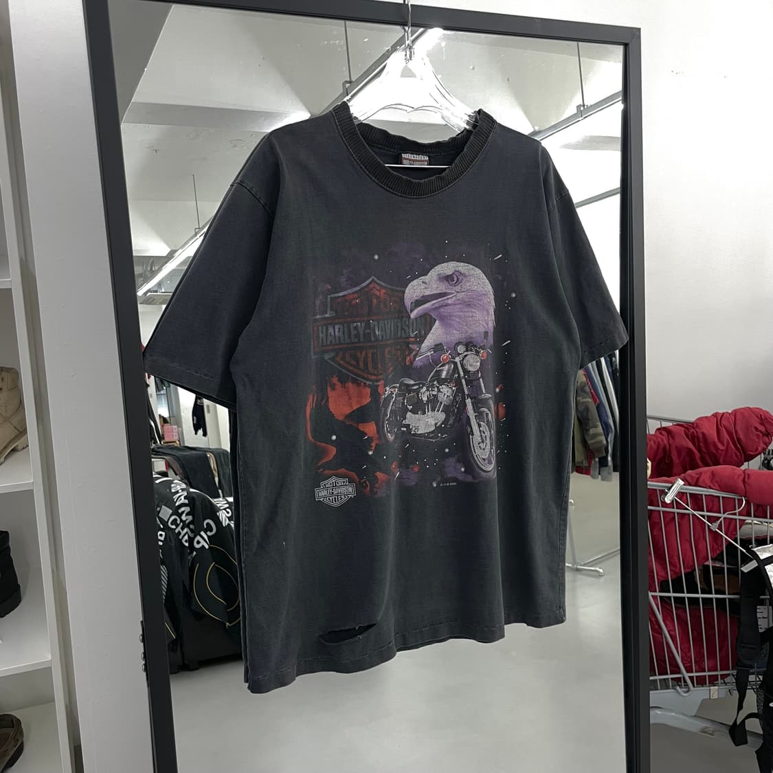 할리데이비슨 00s 하드페이딩 싱글스티치 이글 바이크 빈티지 반팔 티셔츠 상품이미지1