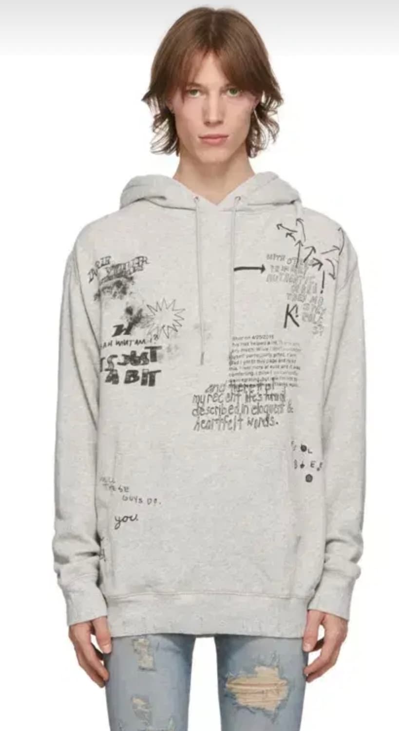 R 13 그레이 두들 후드티 상품이미지1