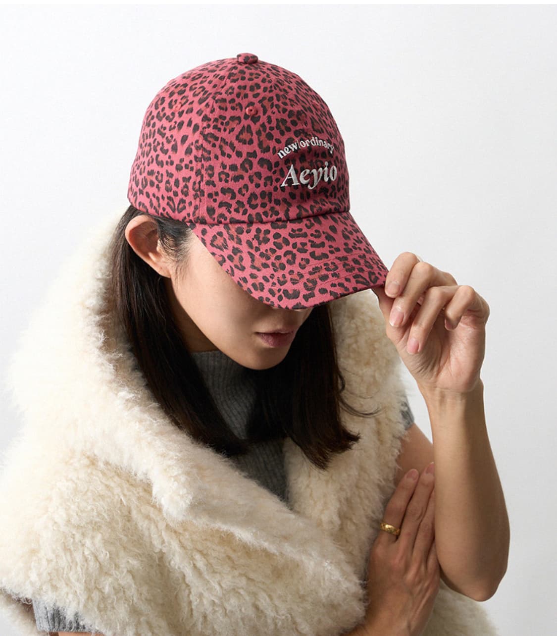 에이와이오 뉴 로고 레오파드 볼캡 핑크 상품이미지2