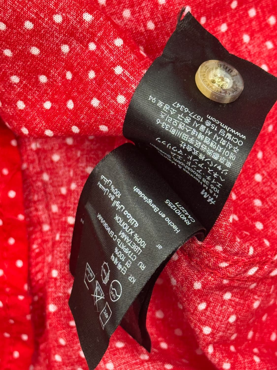 L.O.G.G y2k 복고 도트 레드  반팔 셔츠 허리라인 헬키깔  상품이미지7