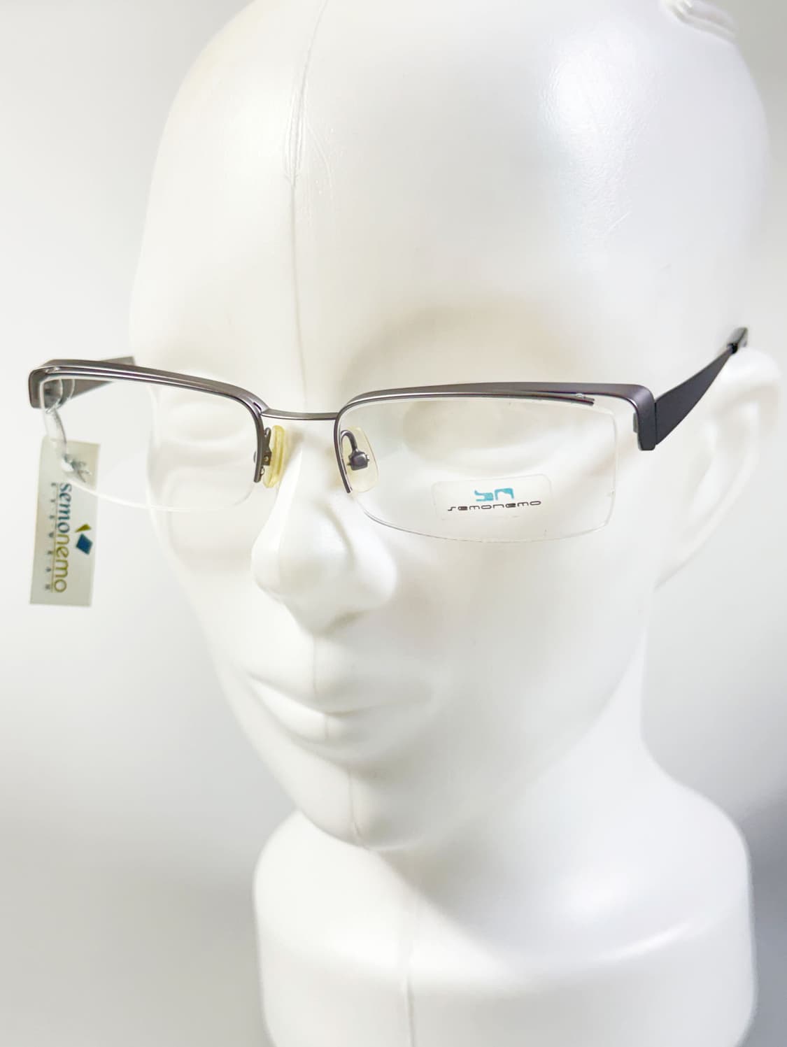 SEMONEMO 그레이 메탈 반무테 스퀘어 빈티지 안경 상품이미지8