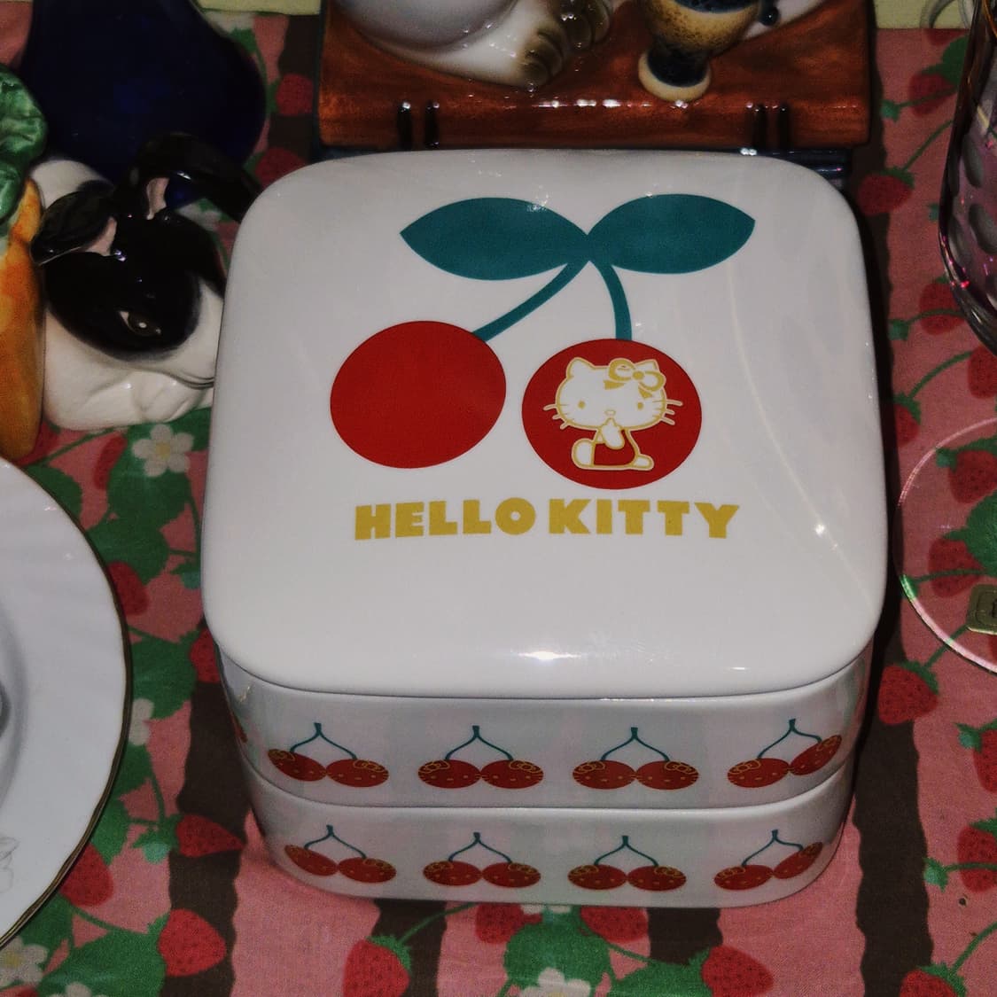 05s 체리 키티 레트로 도자기 2단 찬합 상품이미지7