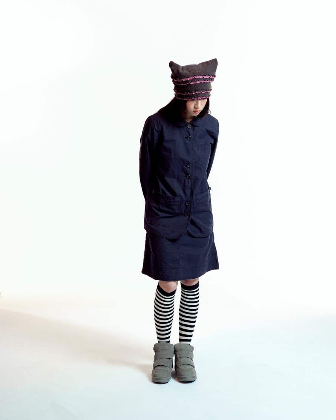 로우 엣지 코튼 스커트 네이비 0사이즈 상품이미지7